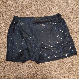 L&B Black Sequin Shorts, XL